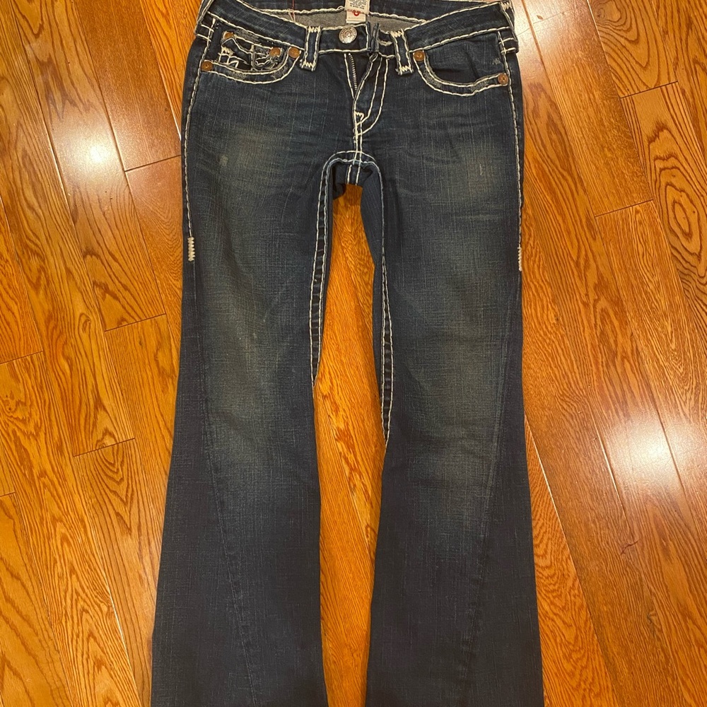 True Religion Women’s low rise wide leg jeans